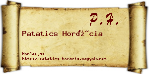 Patatics Horácia névjegykártya